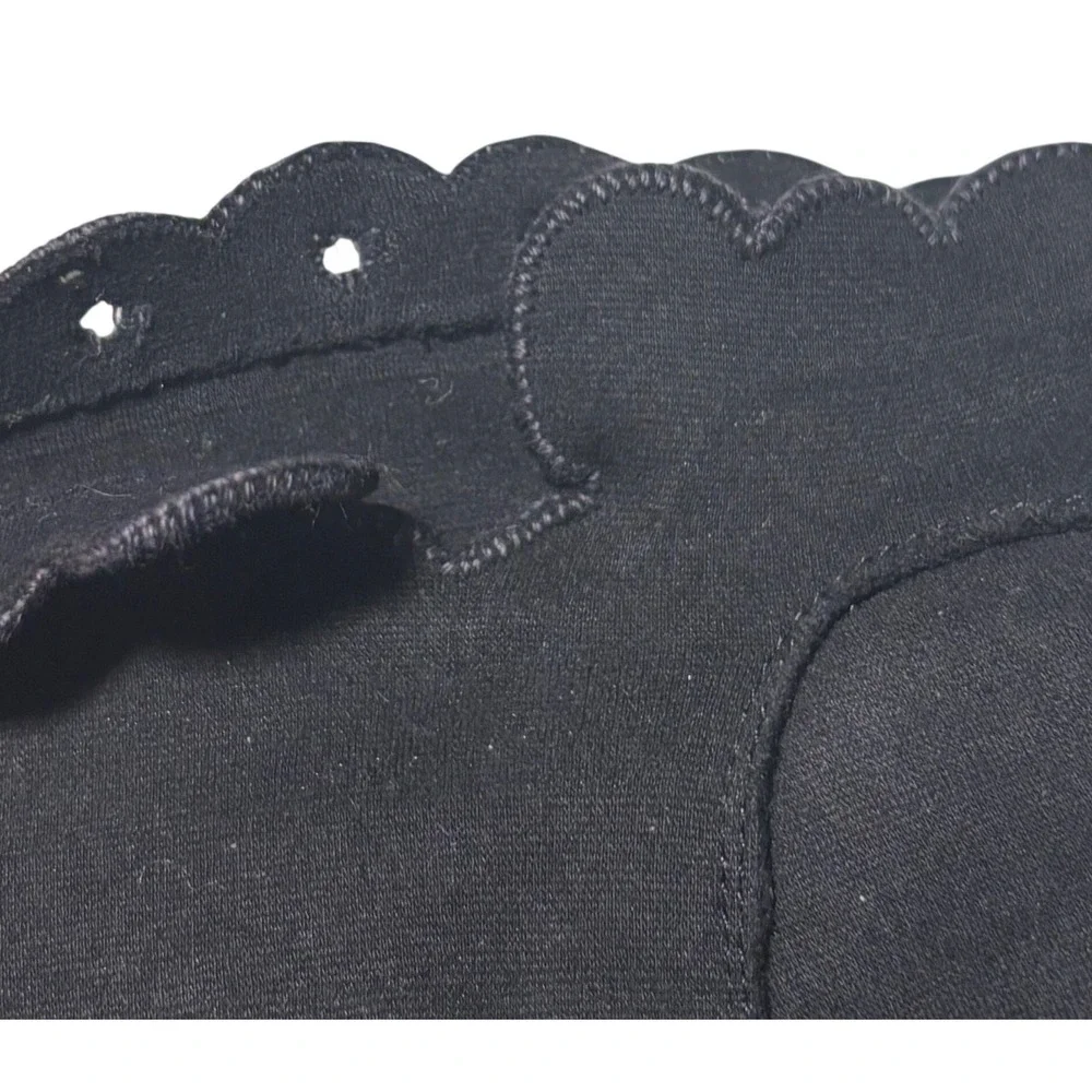 VTG Black Crescendoe Gloves Scalloped Eyelet Wrist Length Size 7